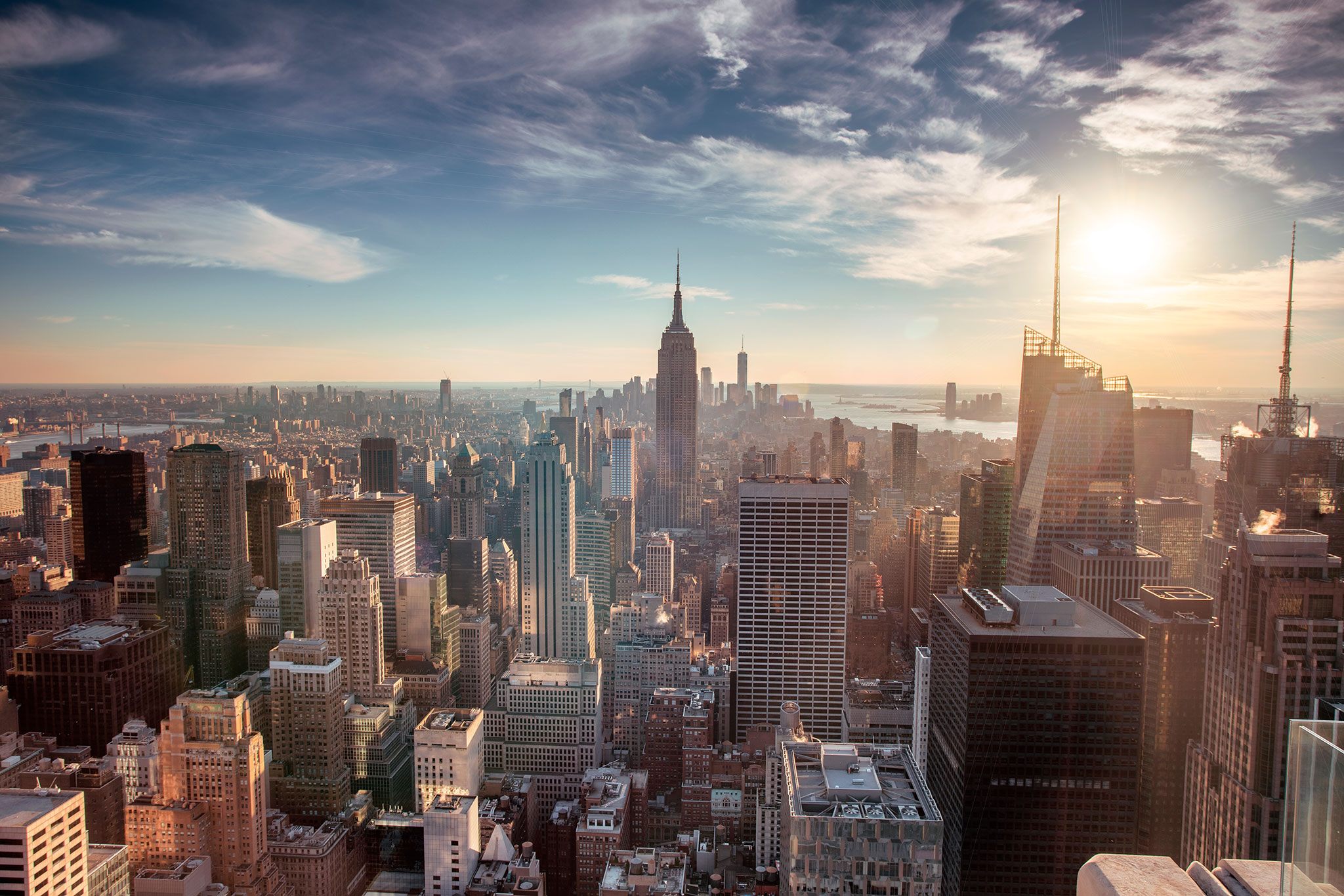 Vista aérea do horizonte da cidade de Nova York.