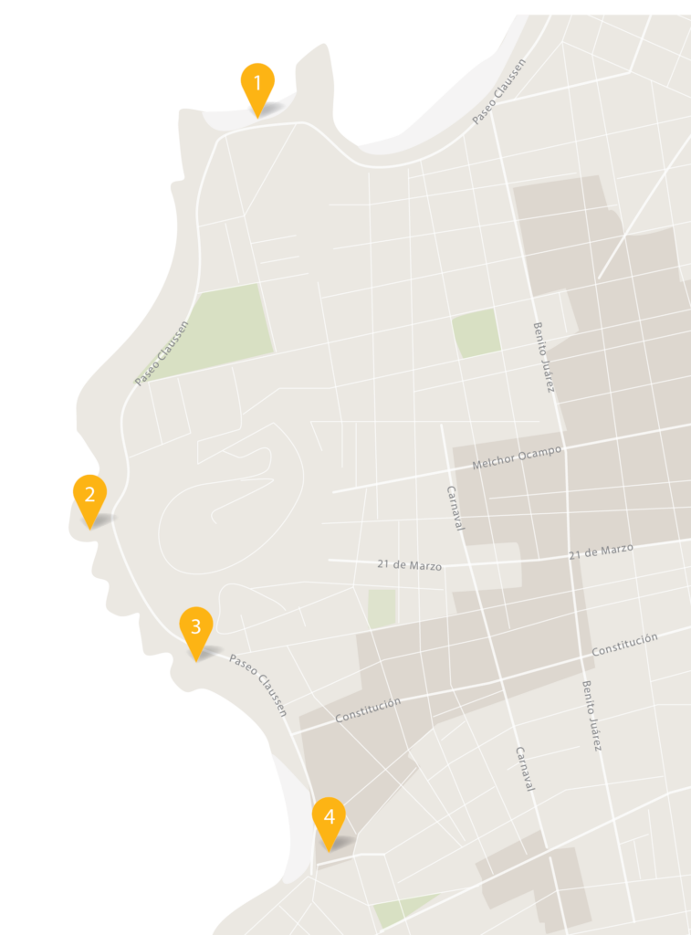 Mapa com marcadores de localização.